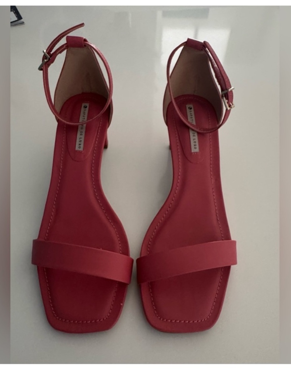 Ankle Strap Square-Toe Heels Sandals